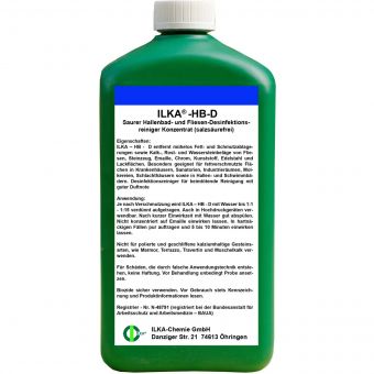 + gratis Mikrofasertuch / ILKA®-CHEMIE HB-D Desinfektionsreiniger - 1 Liter Flasche 