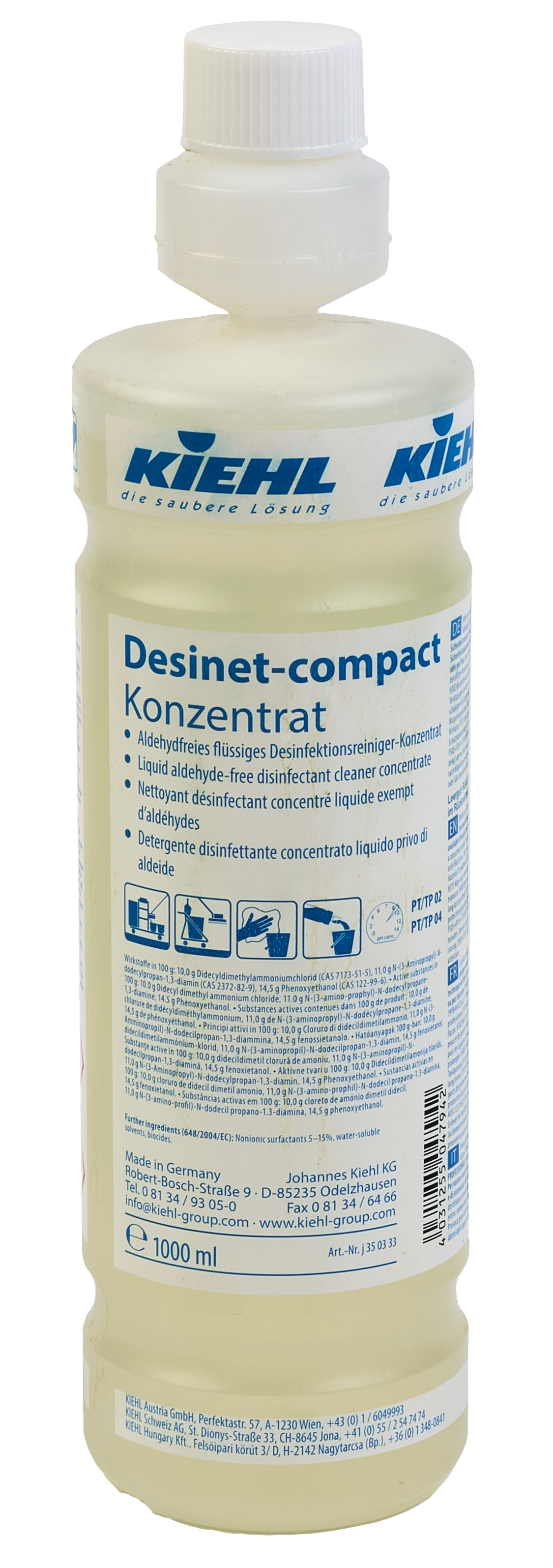 Desinfektionsreiniger-Konzentrat Desinet-compact von Kiehl - 1 Liter Flasche